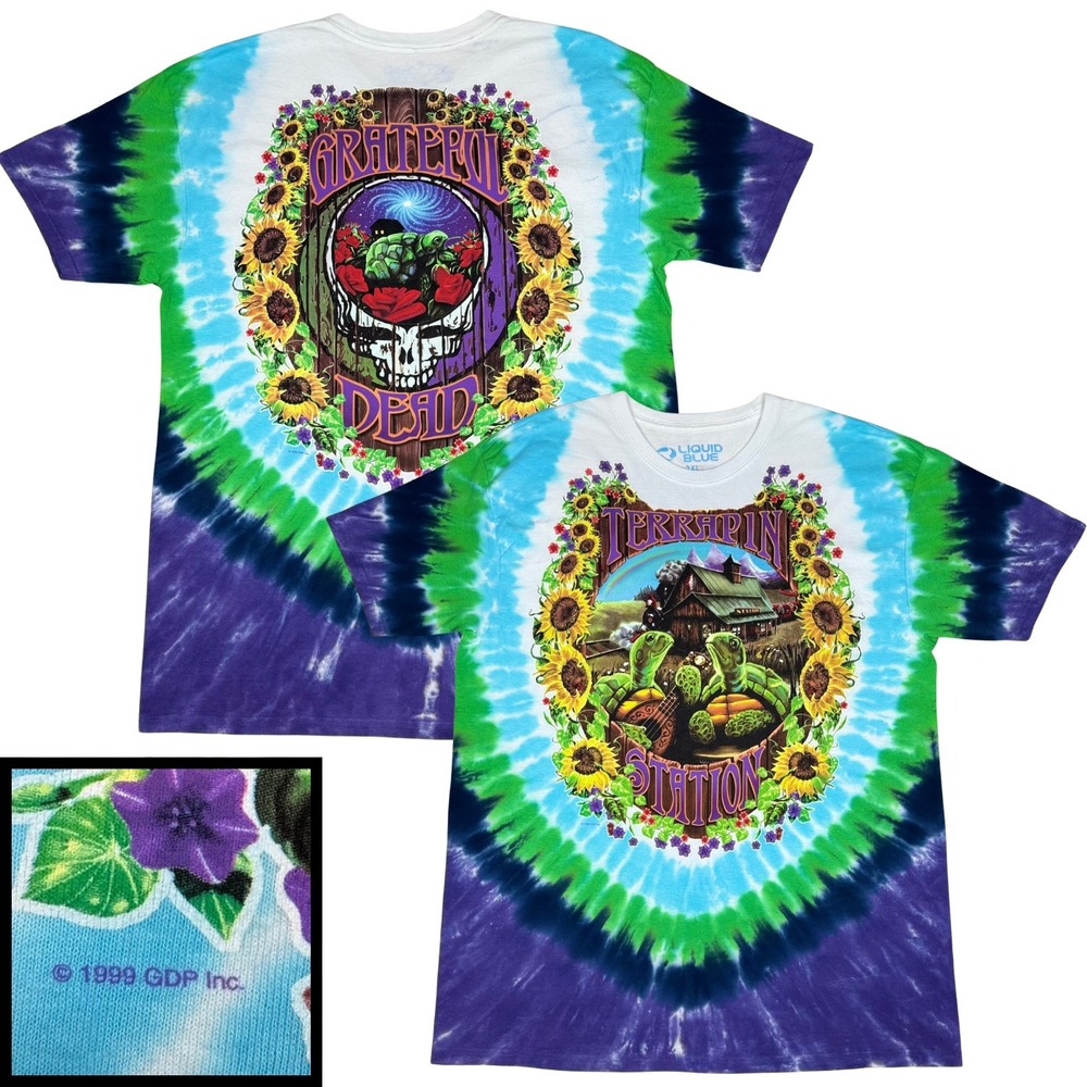 Liquid Blue Grateful Dead Terrapin Station Tie Dye T-Shirt 2XL Double Sided 1999